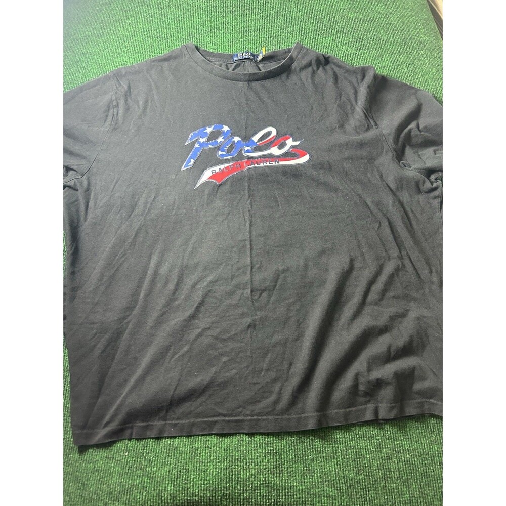 Polo Ralph Lauren Mens 3XB Big Tall Black USA Flag Logo Graphic T Shirt